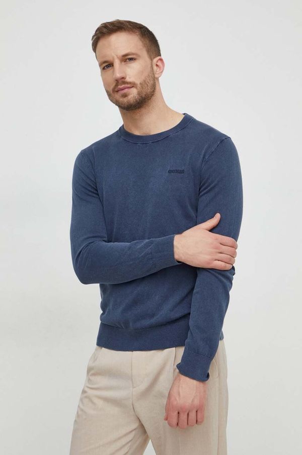 Guess Pulover s dodatkom svile Guess boja: tamno plava, lagani