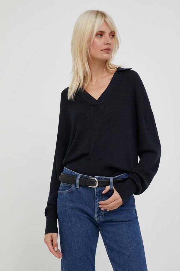 Tommy Hilfiger Pulover s dodatkom svile Tommy Hilfiger boja: tamno plava, lagani