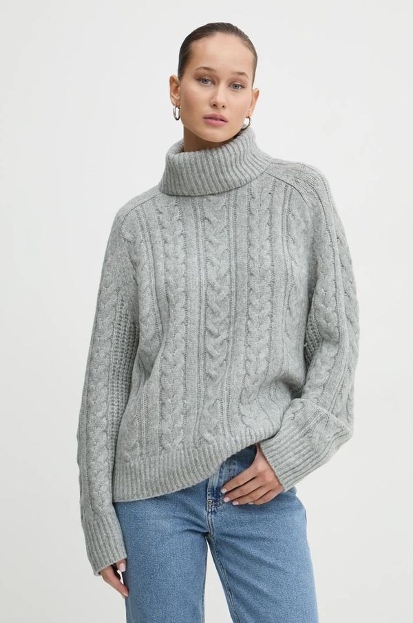 Abercrombie & Fitch Pulover s dodatkom vune Abercrombie & Fitch za žene, boja: siva, topli, s dolčevitom, KI150-4307