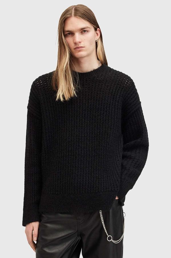 AllSaints Pulover s dodatkom vune AllSaints HARLEN CREW za muškarce, boja: crna, M075KB