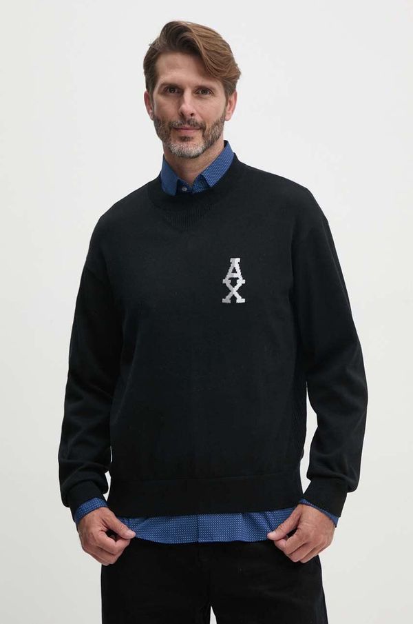 Armani Exchange Pulover s dodatkom vune Armani Exchange za muškarce, boja: crna, 6DZM6H ZM5BZ