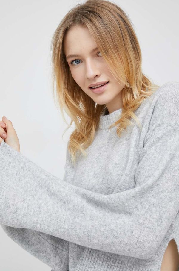 Calvin Klein Jeans Pulover s dodatkom vune Calvin Klein Jeans za žene, boja: siva, lagani, s poludolčevitom
