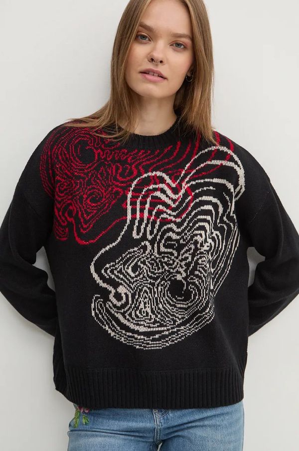 Desigual Pulover s dodatkom vune Desigual TOULOUSE za žene, boja: crna, 24WWJF54