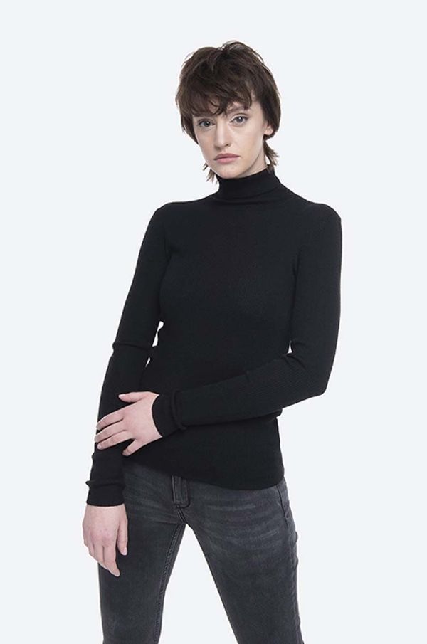 Norse Projects Pulover s dodatkom vune Norse Projects Siri Roll Merino za žene, boja: crna, lagani, s dolčevitom, NW45.0167.9999-9999