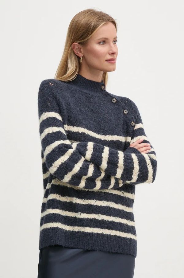 Pepe Jeans Pulover s dodatkom vune Pepe Jeans HELA za žene, boja: tamno plava, lagani, s poludolčevitom, PL702234