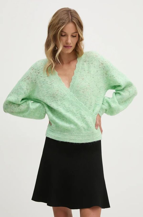 Pepe Jeans Pulover s dodatkom vune Pepe Jeans HELEN WRAP za žene, boja: zelena, PL702231