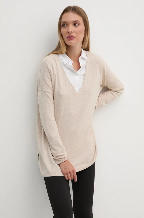 Pepe Jeans Pulover s dodatkom vune Pepe Jeans ISELA V-NECK za žene, boja: bež, lagani, PL702220