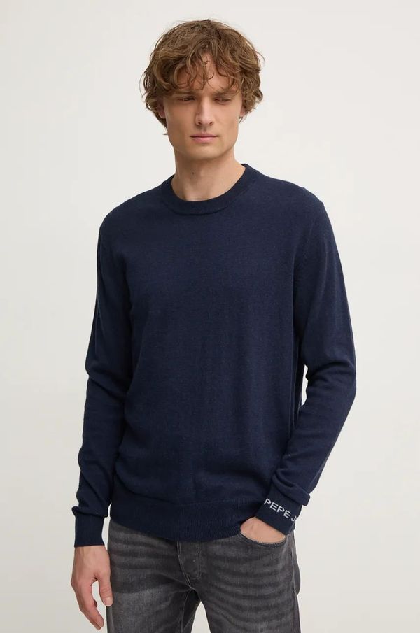 Pepe Jeans Pulover s dodatkom vune Pepe Jeans NEW ANDRE CREW NECK za muškarce, boja: tamno plava, lagani, PM702469