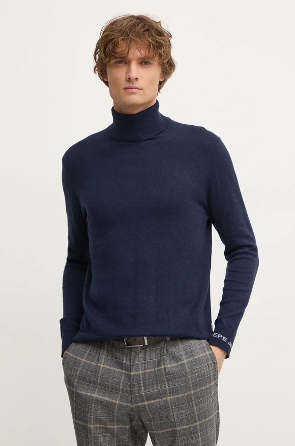 Pepe Jeans Pulover s dodatkom vune Pepe Jeans NEW ANDRE TURTLE NECK za muškarce, boja: tamno plava, lagani, s dolčevitom, PM702470