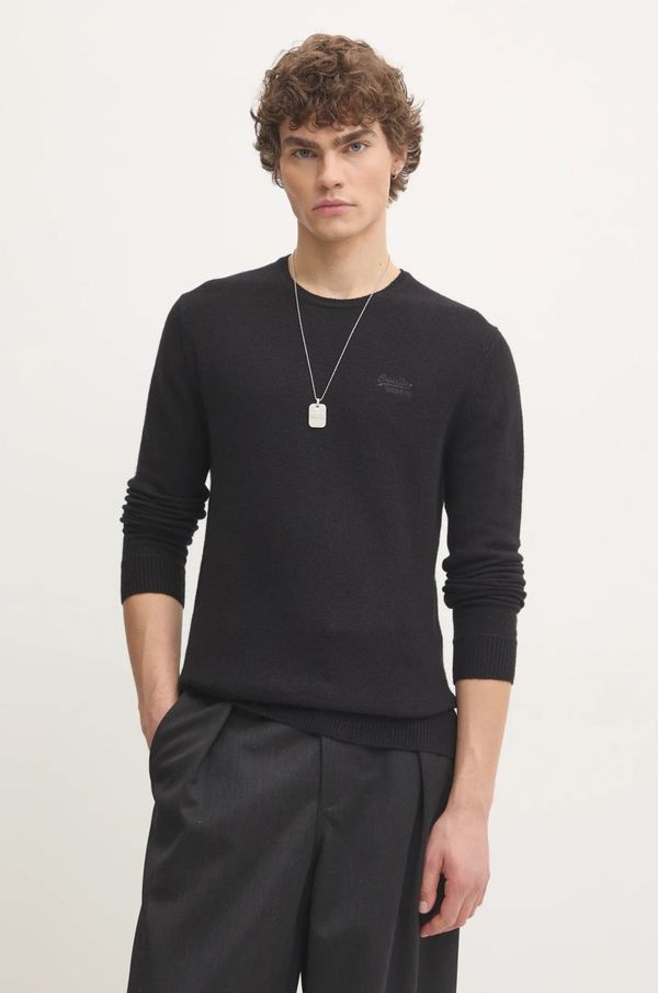 Superdry Pulover s dodatkom vune Superdry za muškarce, boja: crna, lagani, M6110641A-02A