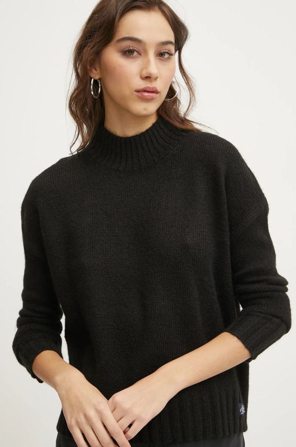 Superdry Pulover s dodatkom vune Superdry za žene, boja: crna, s poludolčevitom, W6110551A-02A
