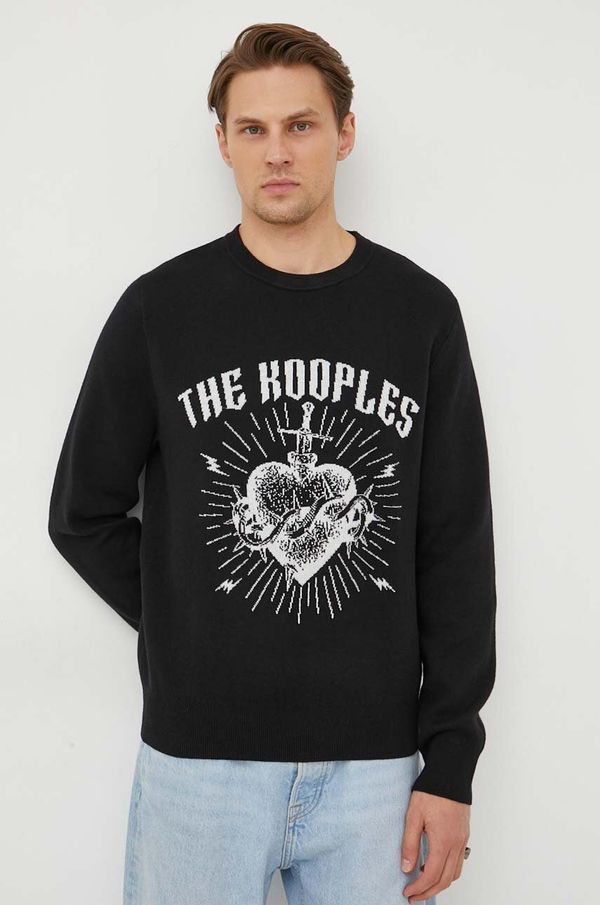 The Kooples Pulover s dodatkom vune The Kooples za muškarce, boja: crna