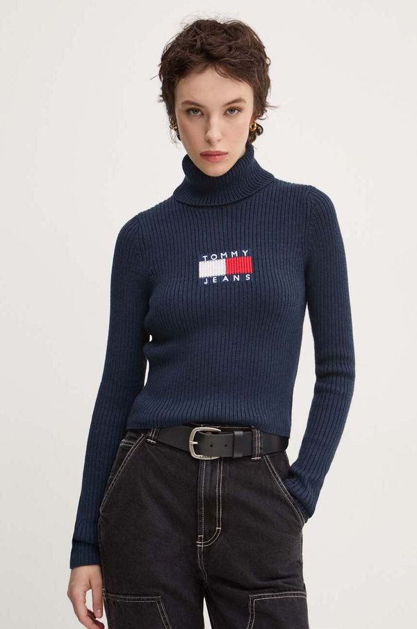 Tommy Jeans Pulover s dodatkom vune Tommy Jeans za žene, boja: tamno plava, s dolčevitom, DW0DW18678