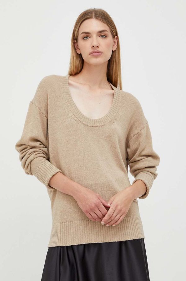 Trussardi Pulover s dodatkom vune Trussardi za žene, boja: bež, lagani