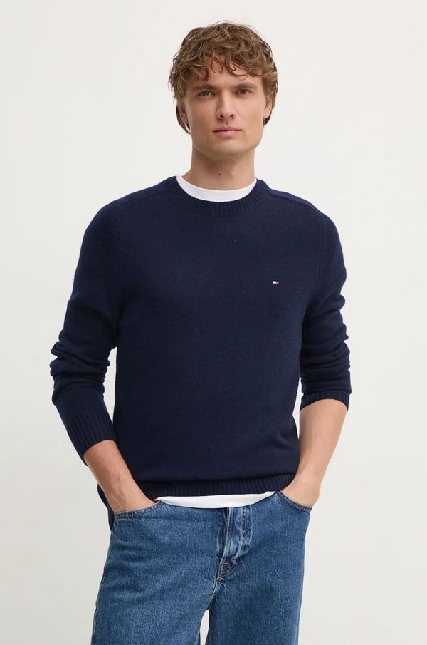 Tommy Hilfiger Pulover Tommy Hilfiger za muškarce, boja: tamno plava, lagani, MW0MW36535