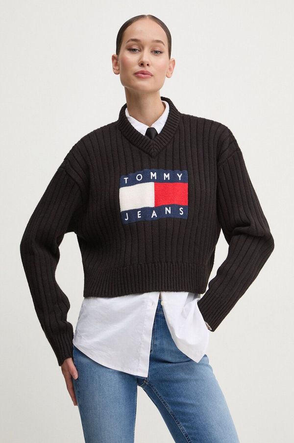 Tommy Jeans Pulover Tommy Jeans za žene, boja: crna, lagani, DW0DW18528