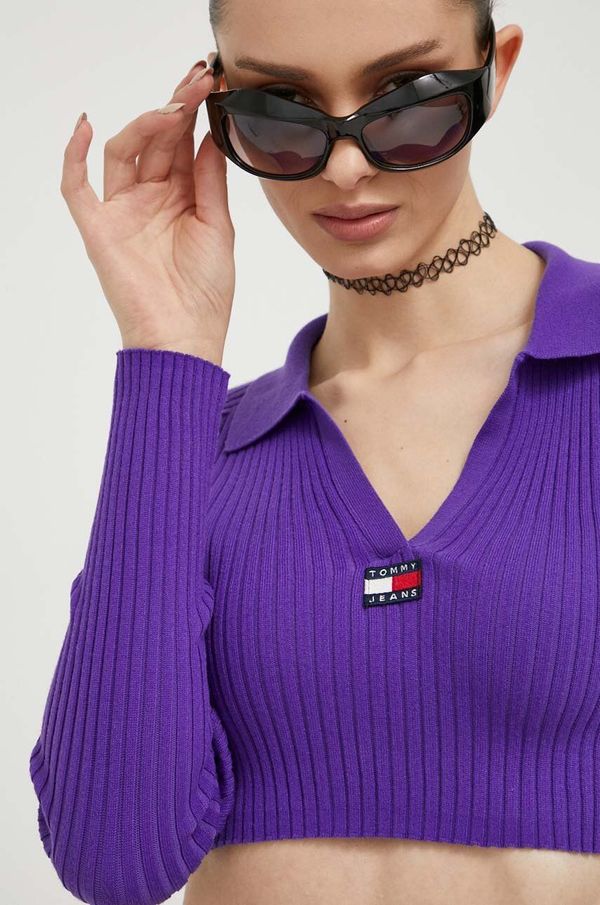 Tommy Jeans Pulover Tommy Jeans za žene, boja: ljubičasta, lagani