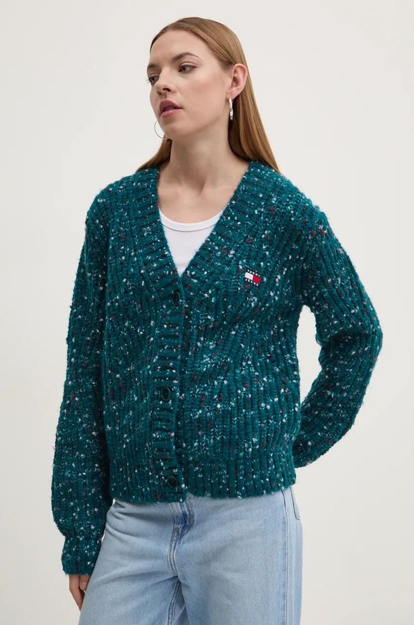 Tommy Jeans Pulover Tommy Jeans za žene, boja: tirkizna, topli, DW0DW18672