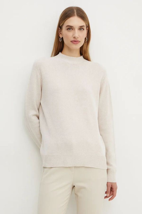 Twinset Pulover Twinset za žene, boja: bež, lagani, s poludolčevitom, 242TT3480