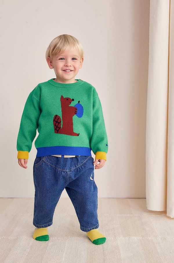 Bobo Choses Pulover za bebe Bobo Choses Hungry Squirrel boja: zelena, 224AB090