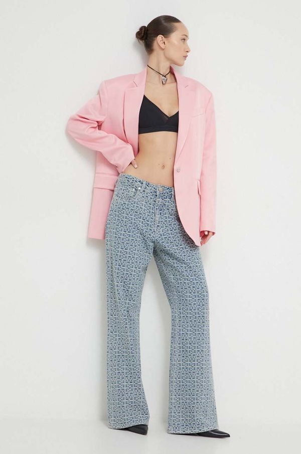 Moschino Jeans Sako Moschino Jeans boja: ružičasta, jednoredno zakopčavanje, bez uzorka