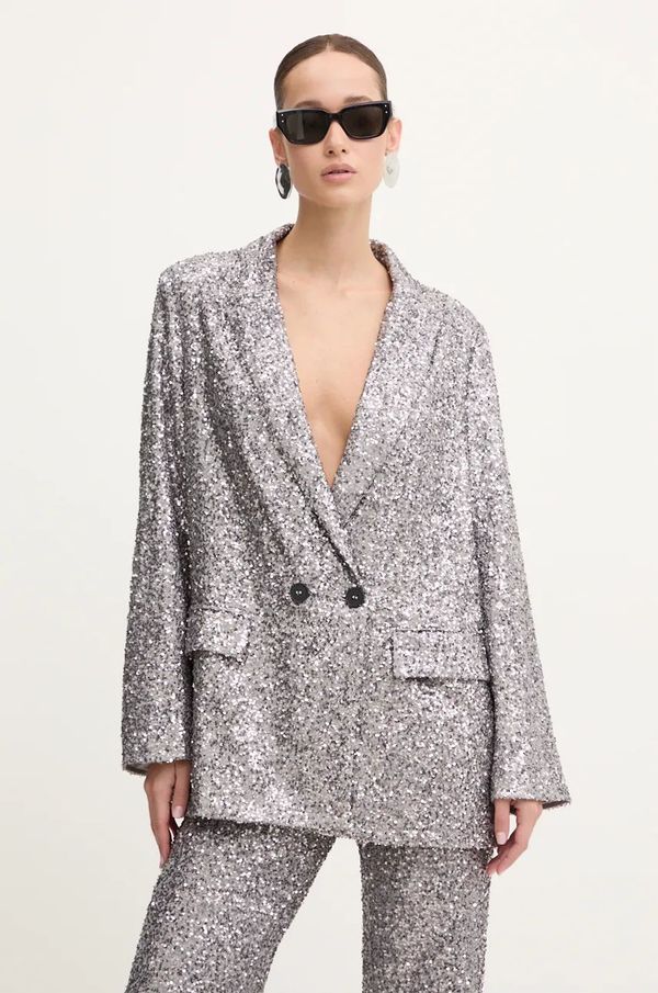 Never Fully Dressed Sako Never Fully Dressed Gunmetal Sequin 54 Blazer boja: siva, dvoredno zakopčavanje, NFDOU362