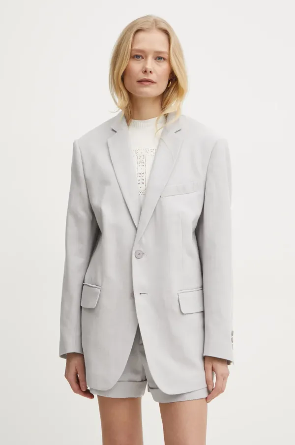 Twinset Sako s dodatkom lana Twinset boja: siva, jednoredno zakopčavanje, bez uzorka, 251TP2760