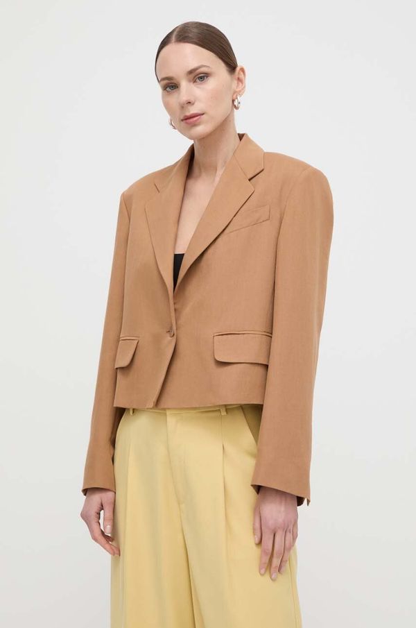 Weekend Max Mara Sako s dodatkom lana Weekend Max Mara boja: smeđa, jednoredno zakopčavanje, bez uzorka, 2415041062600