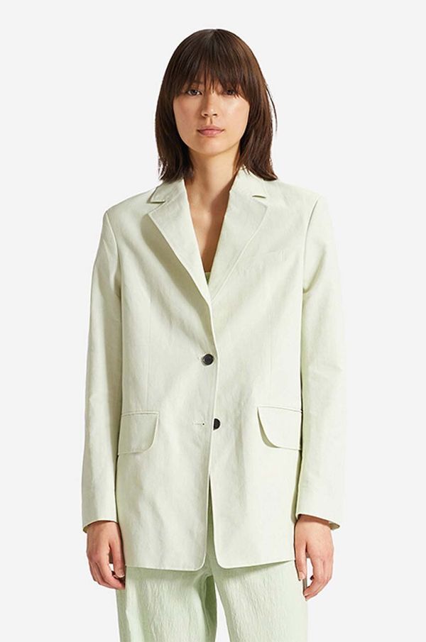 Wood Wood Sako s dodatkom lana Wood Wood Madeleine Mini Stripe Blazer boja: zelena, oversize, bez uzorka, 12211201.5291-PASTELG
