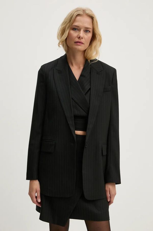 Bruuns Bazaar Sako s primjesom vune Bruuns Bazaar BillBBFrida blazer boja: crna, jednoredno zakopčavanje, s uzorkom, BBW4105