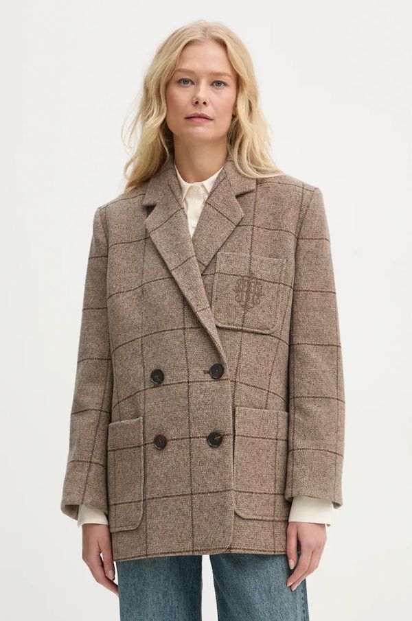 By Malene Birger Sako s primjesom vune By Malene Birger RAILEY boja: bež, dvoredno zakopčavanje, s uzorkom, Q72631004