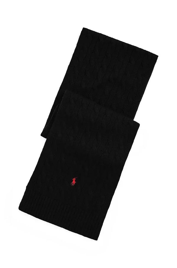 Polo Ralph Lauren Šal Polo Ralph Lauren Classic Cable Scarf za muškarce, boja: crna, s aplikacijom, 449959345