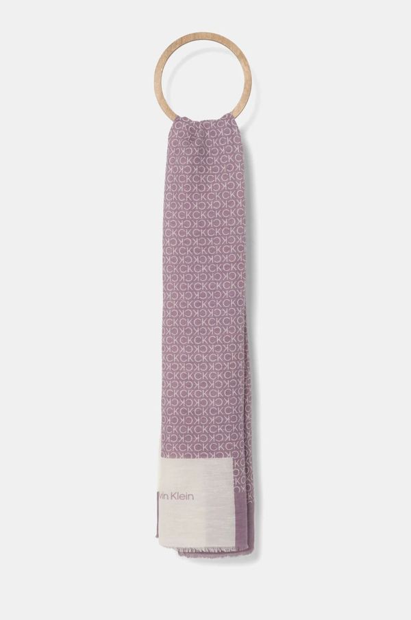 Calvin Klein Šal s lanom Calvin Klein boja: ljubičasta, s uzorkom, K60K612895