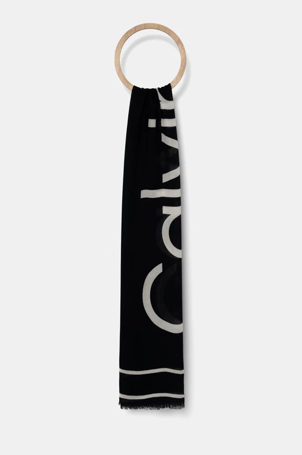 Calvin Klein Šal s primjesom kašmira Calvin Klein boja: crna, s uzorkom, K60K612875