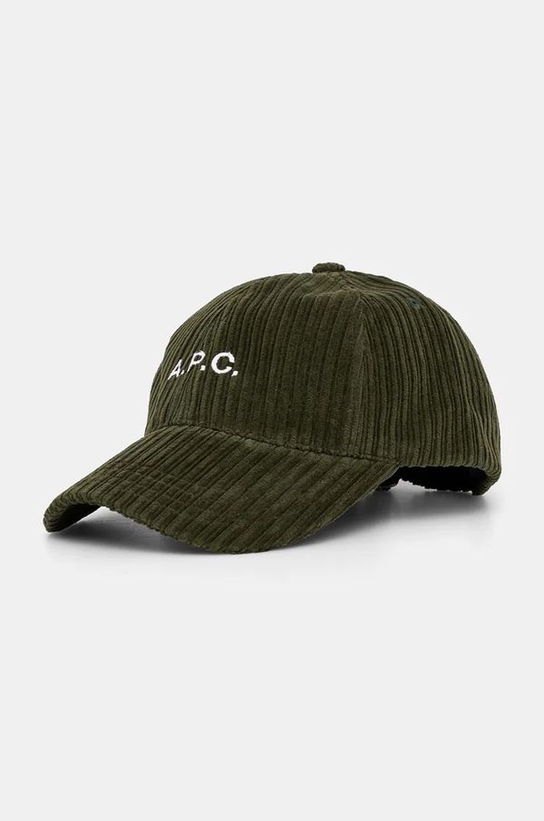 A.P.C. Samtana kapa sa šiltom A.P.C. casquette charlie boja: zelena, bez uzorka, COEZQ.M24069