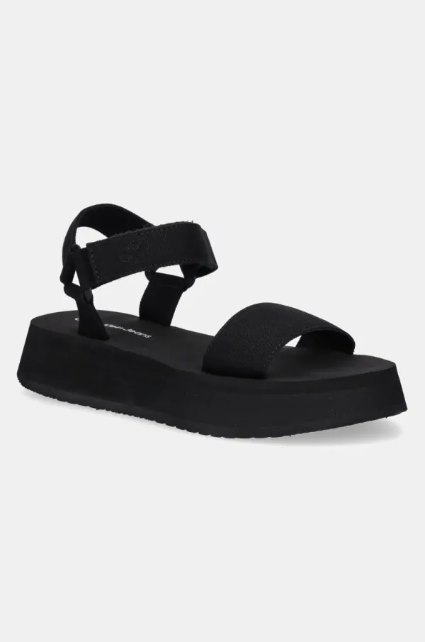 Calvin Klein Jeans Sandale Calvin Klein Jeans SANDAL VELCRO WEBBING MG za žene, boja: crna, s platformom, YW0YW01693