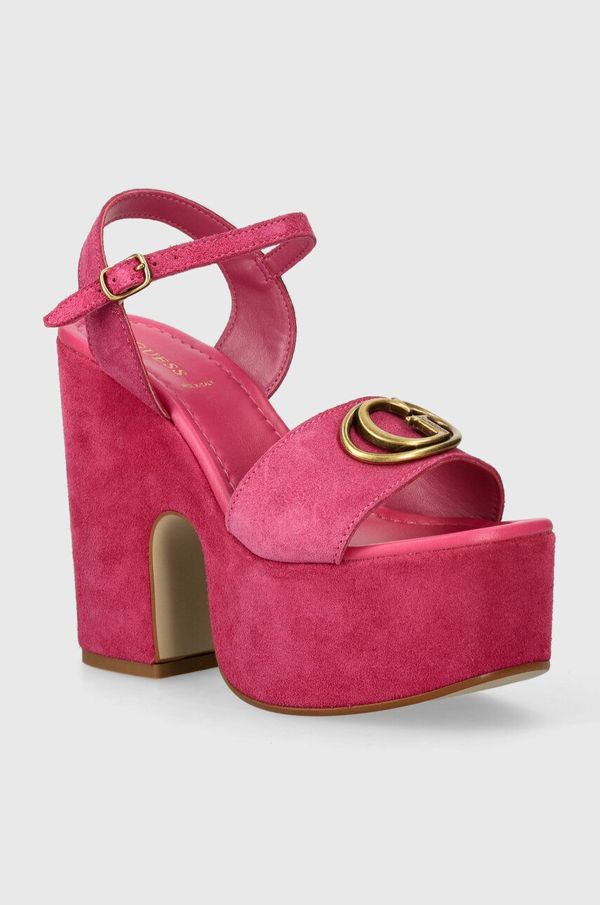 Guess Sandale od brušene kože Guess CLODY boja: ružičasta, FLJCLO SUE04