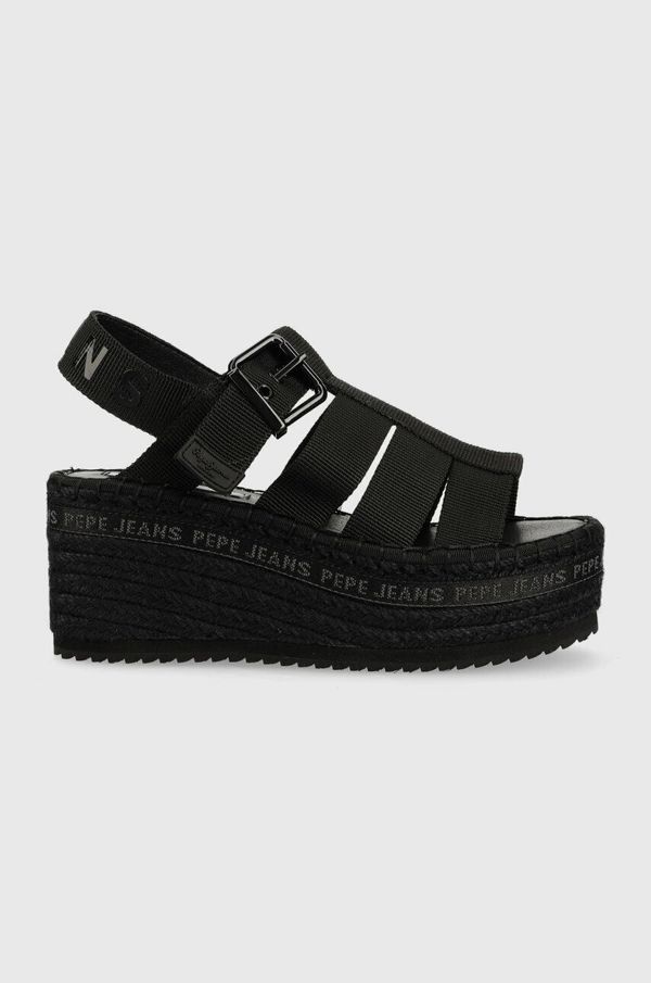 Pepe Jeans Sandale Pepe Jeans WITNEY za žene, boja: crna, klin peta, PLS90577