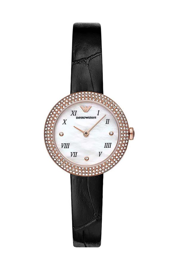 Emporio Armani Sat Emporio Armani za žene, boja: crna