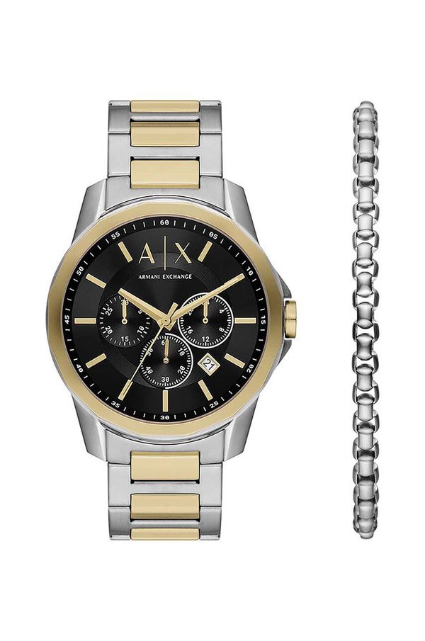 Armani Exchange Sat i narukvica Armani Exchange boja: crna