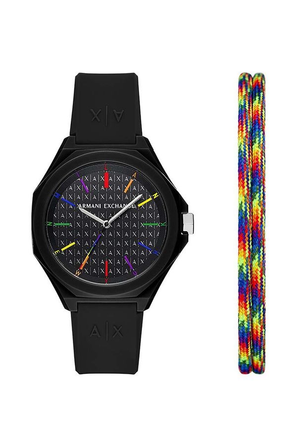 Armani Exchange Sat i narukvica Armani Exchange boja: crna