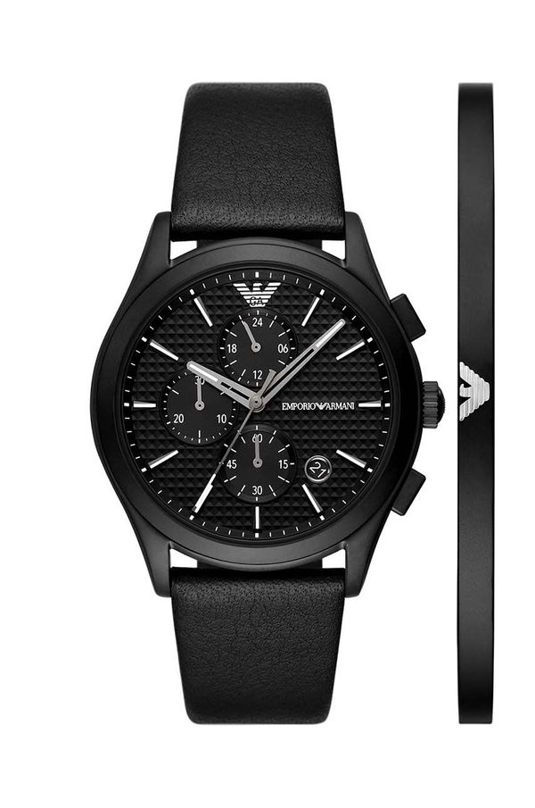 Emporio Armani Sat i narukvica Emporio Armani boja: crna