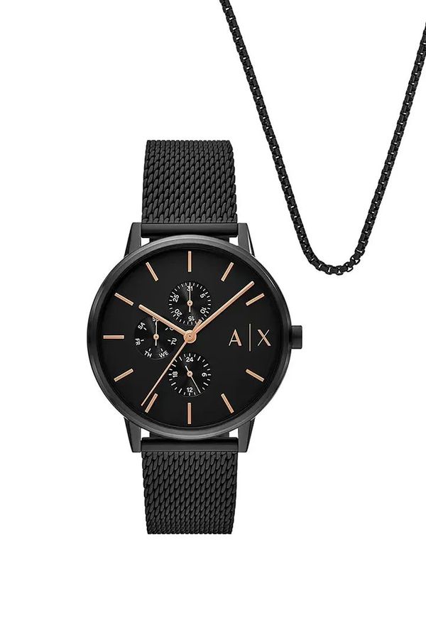 Armani Exchange Sat i ogrlice Armani Exchange boja: crna, AX7162SET