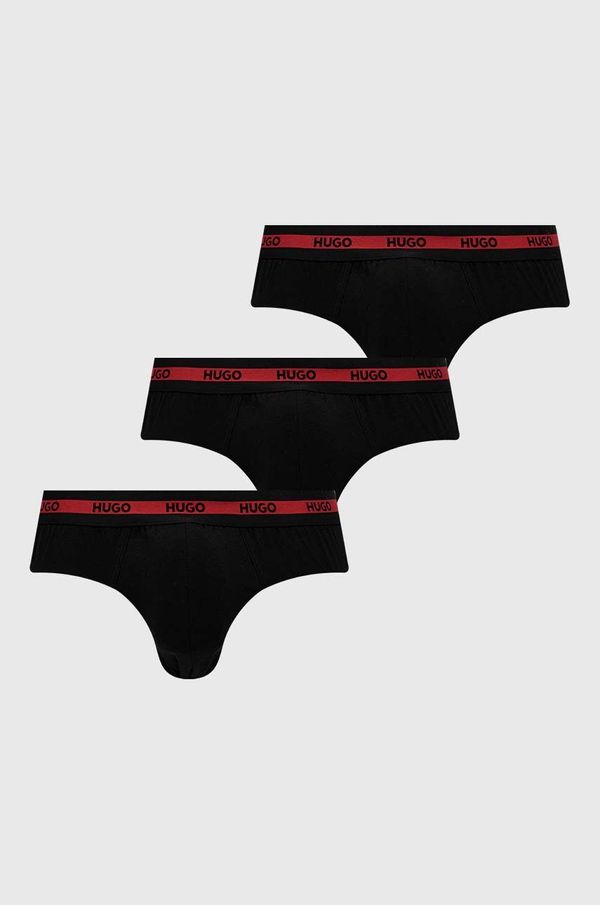 Hugo Slip gaćice HUGO 3-pack za muškarce, boja: crna