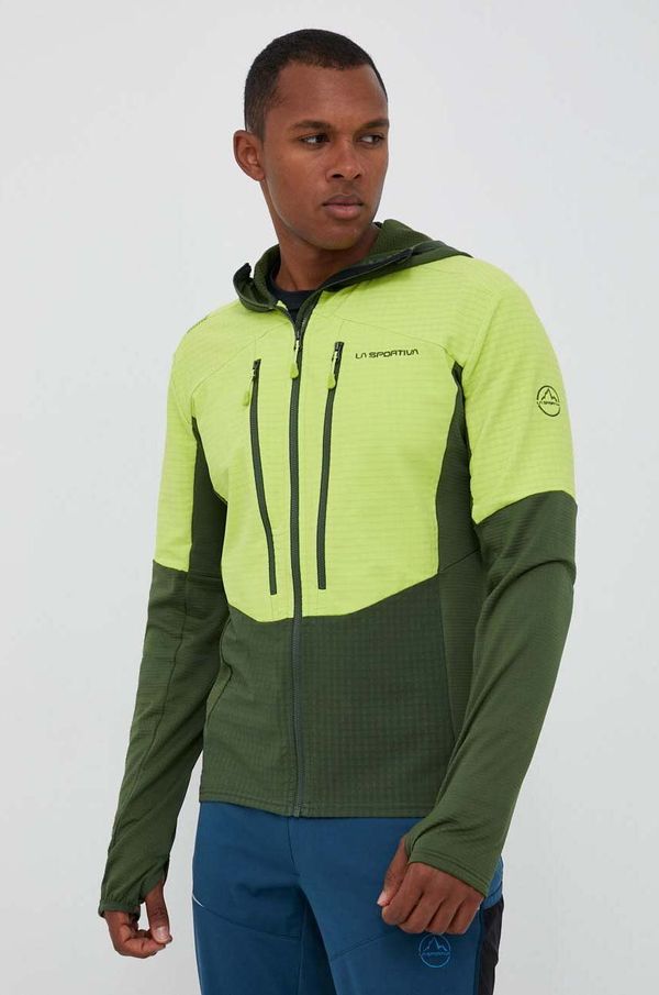 La Sportiva Sportska dukserica LA Sportiva Session Tech Hoody boja: zelena, s kapuljačom, s uzorkom