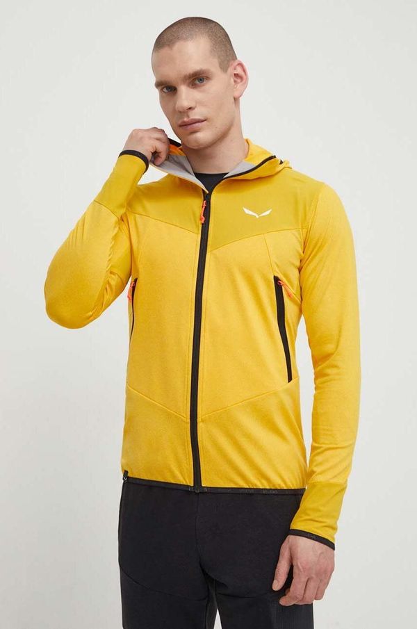 Salewa Sportska dukserica Salewa Agner Hybrid za muškarce, boja: žuta, s kapuljačom, uzorkom