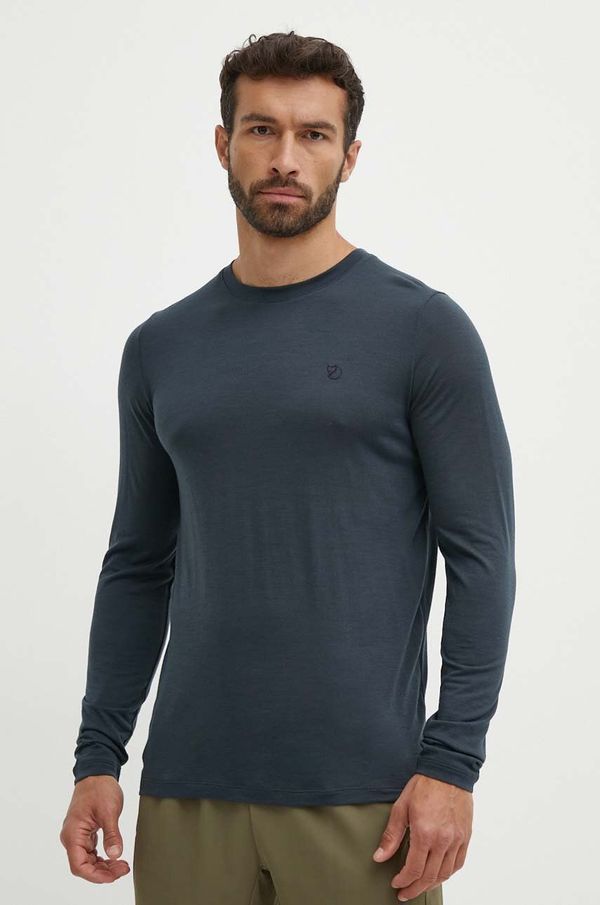 Fjallraven Sportska majica dugih rukava Fjallraven Abisko Wool boja: tamno plava, bez uzorka, F87194