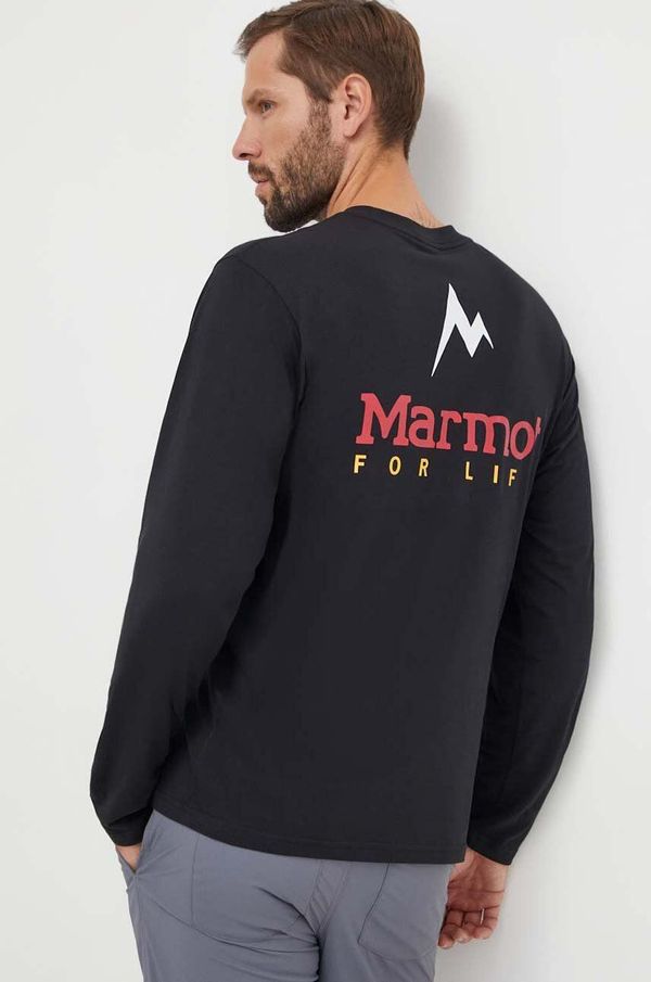 Marmot Sportska majica dugih rukava Marmot Marmot For Life boja: crna, s tiskom