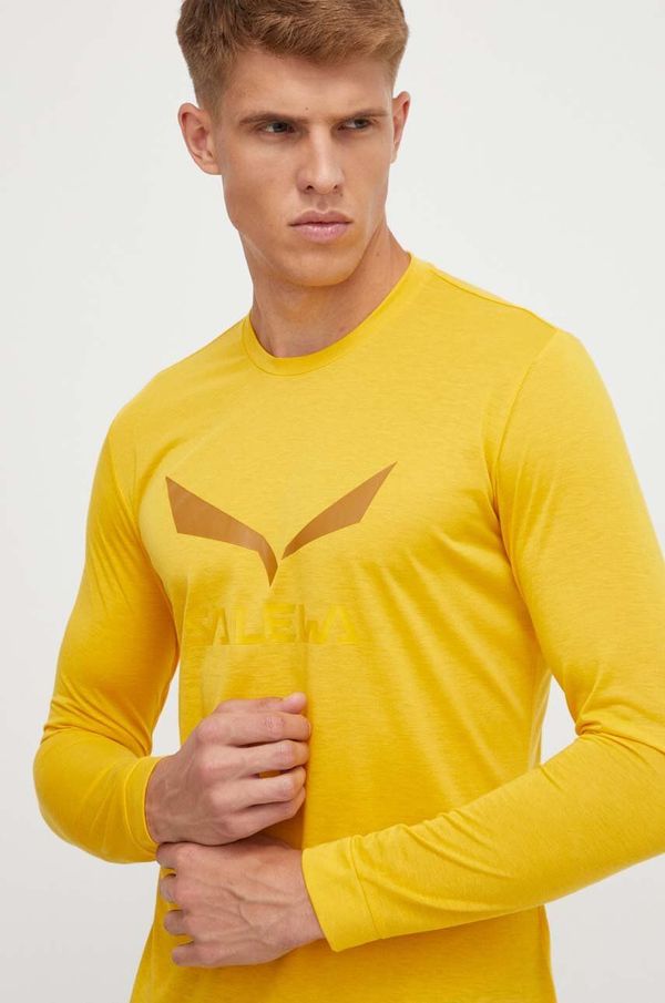 Salewa Sportska majica dugih rukava Salewa Solidlogo boja: žuta, s tiskom