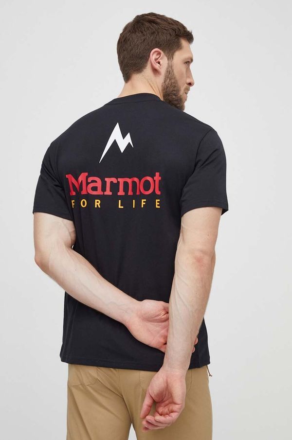 Marmot Sportska majica kratkih rukava Marmot Marmot For Life boja: crna, s tiskom